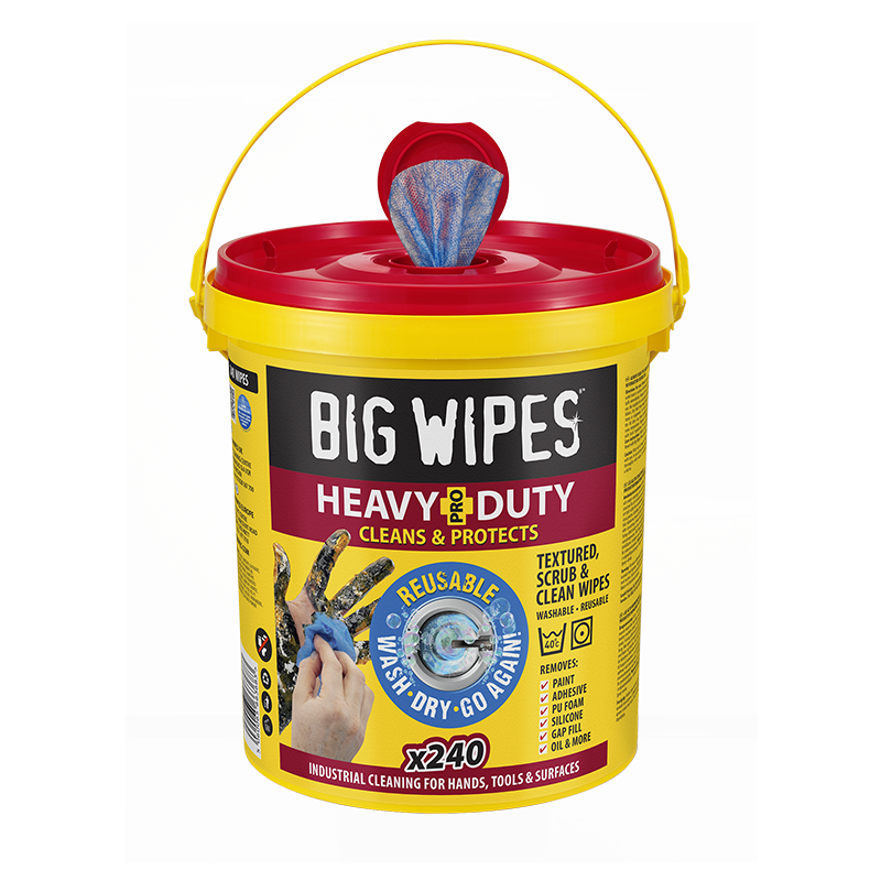 Seau de 240 lingettes nettoyantes réutilisables BIG WIPES Heavy Duty Pro+