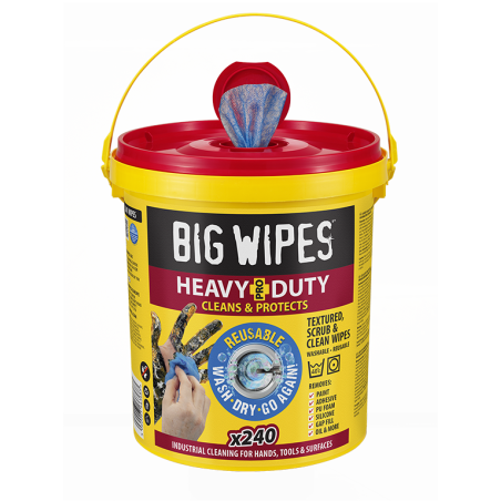 Seau de 240 lingettes nettoyantes réutilisables BIG WIPES Heavy Duty Pro+